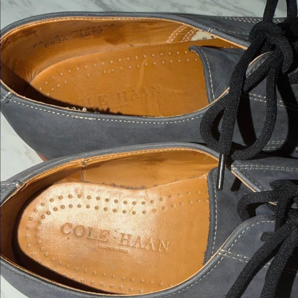 Cole Haan Gray Suede Oxford Shoes with Black Laces